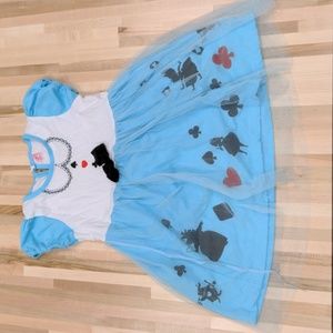 Disney Alice in Wonderland Costume Girls OS Blue White Halloween Dress VGUC